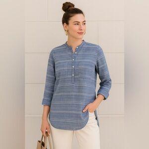 NWOT Merona 100% Cotton Blue Striped Tunic Top Size M